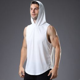Mens Tank Tops Hooded Fitness Top for Basketball Running Training Loose Quick Dried Breathable Canister Large Sports 230713