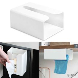 Tissue Boxes Napkins Wall Mounted Tissue Box Adhesive Tissue Shelf Napkin Holder Garbage Bag Dispenser Rack Storage Home Space-saving Shelf R230714