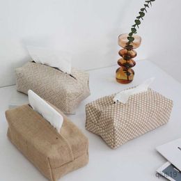 Tissue Boxes Napkins Nordic Cotton Linen Cloth Art Tissue Box Holder Car Tissue Holder Desk Table Napkin Holder Home Decor Handkerchief Box Gift R230714