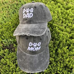 Ball Caps Embroidered Dad Mom Letter Baseball Cap Ripped Hole Snapback Shading Outdoor Hats Adjustable Unisex Vintage Hat