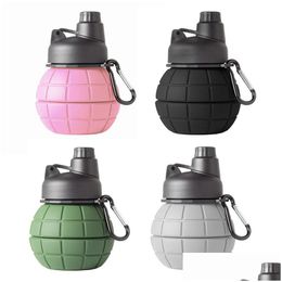 Water Bottles 550Ml Creative Sile Bottle Bpa Portable Folding With Cute Pendant For Outdoor Drop Delivery Home Garden Kitchen Dining Dhfoz