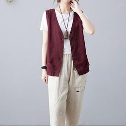 Women's Vests Commuting Waistcoat Ol Style Soft Breathable Sleeveless Vest With Single-breasted Buttons V Neck For Commute