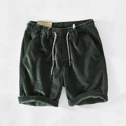 Mens Pants 2022 New Summer Mens Cotton Corduroy Casual Shorts Khaki Multipocket Lace Retro Workwear J230714