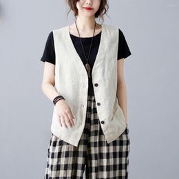 Women's Vests Sleeveless Waistcoat Soft Breathable Vest With Single-breasted Buttons V Neck Cardigan Straight Cut For Ol