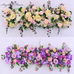 Faux Floral Greenery 1M Wedding Backdrop Decor Artificial Arranjo Festival Party Supplies Silk Flower Row Com Base De Espuma Road Lead Flowers 230713