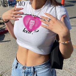 Women's T Shirt 2000s Tees Aesthetic Y2K Baby Summer Skinny Women Graphic T Shirts Navel Trend Stretchy Short Sleeve Kawaii Crop Top Vintage 230714