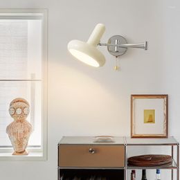 Wall Lamp Nordic Rocker Arm Bedroom Bedside Cream Wind Children's Room Light Retractable Living Background