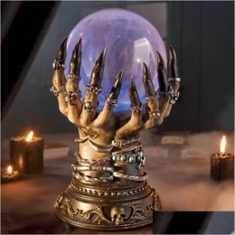 Led Rave Toy Glowing Deluxe Cellar Crystal Ball Luminous Magic Witch Hand Electrostatic Plasma Light Serve Skl Finger Halloween Deco Dhkei