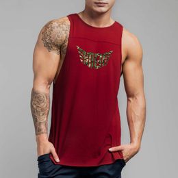 Mens Tank Tops Gyms Fitness Sleeveless Moisture Wicking Summer Breathable Casual Fashion Print Man Cool Feeling Loose Cotton Tshirts 230713