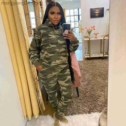 Women's Two Piece Pants Ladies Camo Set Women Camouflage Tracksuit Hoodies Sweatshirt Pants 2 Piece Sportwear Fall Outfits T230714