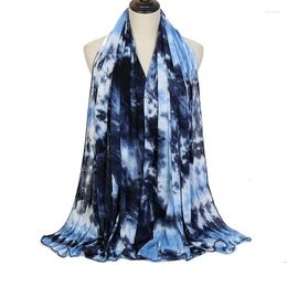 Scarves Fashion Mercerized Cotton Modal Scarf Shawl Stole Women's Europe America Retro Ethnic Style Tie Dye Hijab Wraps Lady