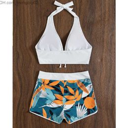 Women's Swimwear VigoBreviya 2023 Printed Strap Swimwear Women's Sexy High Waist Push Up Shorts Bikini Set Swimwear Backless Beach Swimwear Z230717