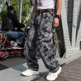 Men's Jeans For Men Straight Denim Cargo Pants Biker Baggy Loose Gray Size 30-46