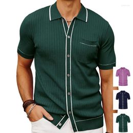 Men's Polos Luxury Clothing Knit Short Sleeve Polo Shirt Casual Streetwear Lapel Button Down Cardigan Breathable Tops Summer 2023