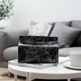 Tissue Boxes Napkins Tissue Case PU Leather Napkin Box Container Marble Pattern Towel Papers Dispenser Holder Box Case For Home Car Table Decor R230714