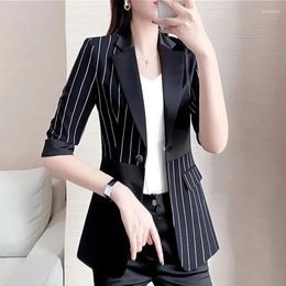 Women's Suits 2023 Spring Summer Suit Coat Fashion Five-point Sleeve Mid Long Shawl Blazer Women Jacket Casual Ladies Blazers Tops