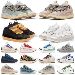Original Casual Shoes Mesh Weave Lace-Up Platform Shoe Black Pink Light Blue Grey White Scarpe Embssed Purple Leather Calfskin Nappa Chaussure Classic Shoe With Box