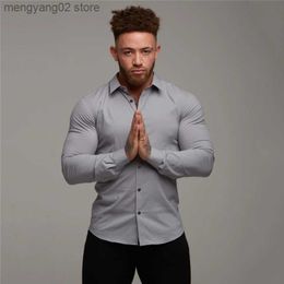 Men's Casual Shirts Autumn Fashion Slim Fit Button Long Sleeve Shirts Men Casual Sportswear Dress Shirt Male Hipster Shirts Tops Fitness Clothing T230714