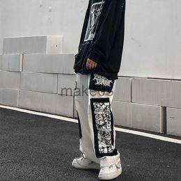 Men's Pants Gothic Punk Cargo Pants Anime Patch Pants for Men Women High Waist Black Trousers Wideleg Casual Pant Harajuku Y2k Male Bottoms J230714