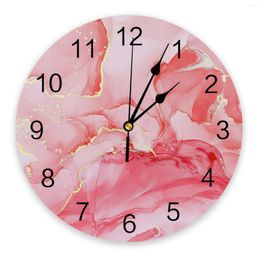 Wall Clocks Marble Simple Gradient Solid Colour Red Large Clock Dinning Restaurant Cafe Decor Round Silent Home Decoration