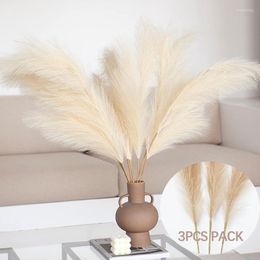 Decorative Flowers 3Pcs Fake Dried Pampas Grass Tall Artificial Boho Decor For Floor Vase Wedding Living Room Party Home Decoration