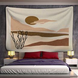 Tapestries Sunrise Simple Strokes Tapestry Wall Hanging Bohemian Style Simple Hippie Tapies Aesthetic Room Home Decor