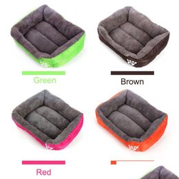 Kennels Pens Soft Warm Fleece Pet Puppy Cat Dog Bed Kitten Pad Cushion Basket Sofa Couch Mat 6 Colours 4 Size Dh0314 Drop Delivery Dhhyq