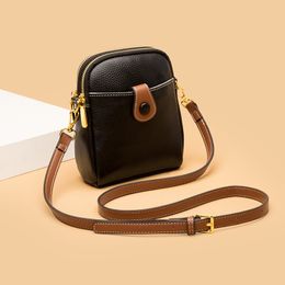 Buylor Small Cell Phone Bag 2023 Women's Bag Fashion Crossbody Bag Hasp Shoulder Strap for Handbag Luxury Genuine Leather Card Holder