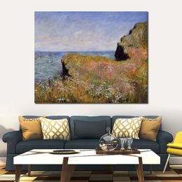 High Quality Claude Monet Oil Painting Reproduction Edge of The Cliff at Pourville Handmade Canvas Art Landscape Home Decor