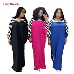 African Maxi Dresses Women Spring Summer Autumn Ladies Long Dress Hijab Striped Plus Size Loose African Clothing Fairy Dreams3538