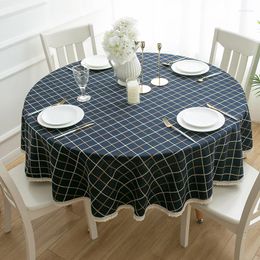 Table Cloth High Quality Plain Dyeing Cotton Linen Lace Selvage Embroider Thick El Wedding Dining Round Cover