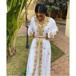 Ethnic Clothing White Evening Moroccan Dubai Beaded Kaftan Arab Multi Size Abaya Party Dress Fashion Trends