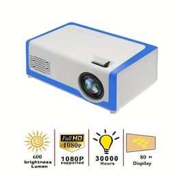 Mini Portable Projector,Home Theater/Outdoor Video Projector.Compatible With Smartphone/Laptop/HDMI/USB/SD Card,etc. White And Blue