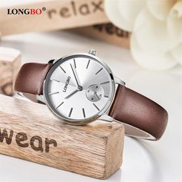 LONGBO Luxury Quartz Watch Casual Fashion Leather Strap Watches Men Women Couple Watch Sports Analogue Wristwatch 80286303S