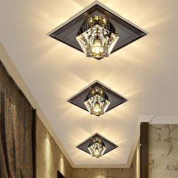 Square Glass Base Rhombus Crystal Ceiling Lights LED Aisle Corridor Ceiling Lamp Creative Living Room Porch Entrance Lighting285Q