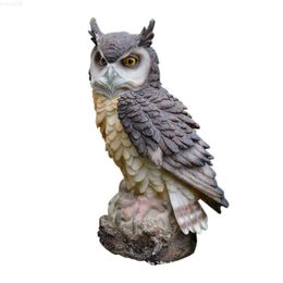 Garden Decorations Resin Owl Shape Lifelike Desktop Garden Figurine Cute Outdoor Collection Art Craft Decoration Home Ornament Indoor Anti-bird L230714