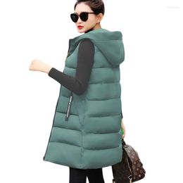 Women's Vests Autumn Winter Cotton Vest Women Student Long Coat Down Ladies Casual Waistcoat Fashion Hooded Parka Overcoat