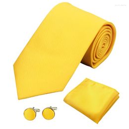 Bow Ties Mens Women Silk Tie Set 8CM (3.15'') Wedding Black Yellow Red Cufflinks Square Necktie Sets