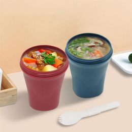 Bowls 450ml Sealed Soup Cup With Lid Microwaveable Pot Spoon Water Breakfast Portable Lunch Box For Home Offie School
