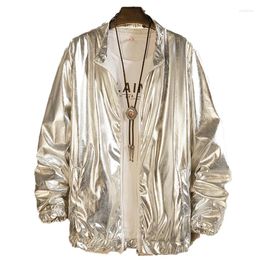 Men's Jackets Silver Gold Shiny Jacket Coat For Men Nightclub DJ Stage Dance Performance Zipper Hip Hop Harajuku Streetwear Mens Clothing