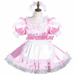 Sissy Maid mini Dress pink Satin dress CD TV Tailor-made241J