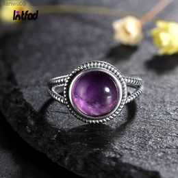 New Arrival Vintage Natural Amethyst Rings For Women 925 Sterling Silver Jewelry With Natural Stones Anniversary Gift L230704