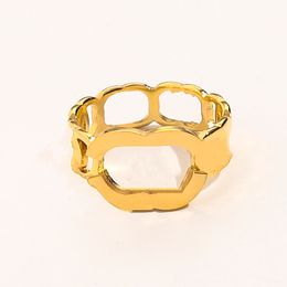 Designer Branded Letter Band Rings Women 18K Gold Plated Silver Plated Stainless Steel Love Wedding Jewelry Supplies Ring Fine Carving Finger RingSize 6/7/8/9