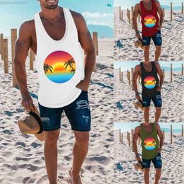 Men's Tank Tops Valentine T Shirt Men Mens Summer Fashion Casual Sports Outdoor Print Round Neck Sleeveless T Shirt Men Top Mens Cotton T Shirts L230713