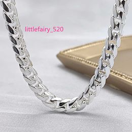 Pendant Necklaces Wholesale Mens Jewelry 6.6mm Curb Cuban Link Chain For Men 925 Sterling Silver Men Chain Necklace