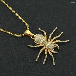 Pendant Necklaces 3D Spider Shape Necklace Hip Hop Street Dance Cool Trendy Men's Accessories 18K Gold Colour Fashion Jewellery