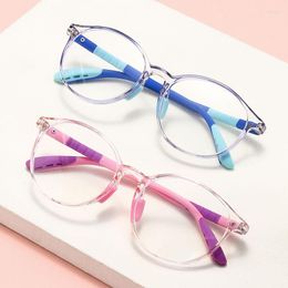 Sunglasses Children TR90 Anti-blue Round Soft Glasses Frame Girl Durable Color Plain Boy Eyewear Cute Decorative Computer