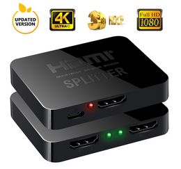 4K 1x4 HDMI Splitter 1x2 Video HDMI Distributor Splitter 1 in 4 out Amplifier 1080P Duplicate Screen Repeater Amplifier 2 ports for PC Laptop Monitor Projector