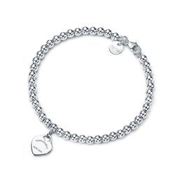 4 mm rundes TIFF-Perlen-Liebes-Herz-förmiges Ism-Armband, weiblich, verdickter Silber-Bodenüberzug für Freundin, Souvenir, Geschenk, modischer Charme