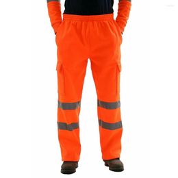 Men's Pants Mens Work Uniform Bottoms Safety Sweat Striped Reflective Loose Jogging Trousers Joggers Pocket Workwear